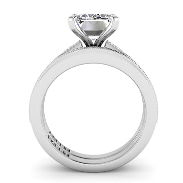 Emerald Diamond Engagement Ring Set .21ct